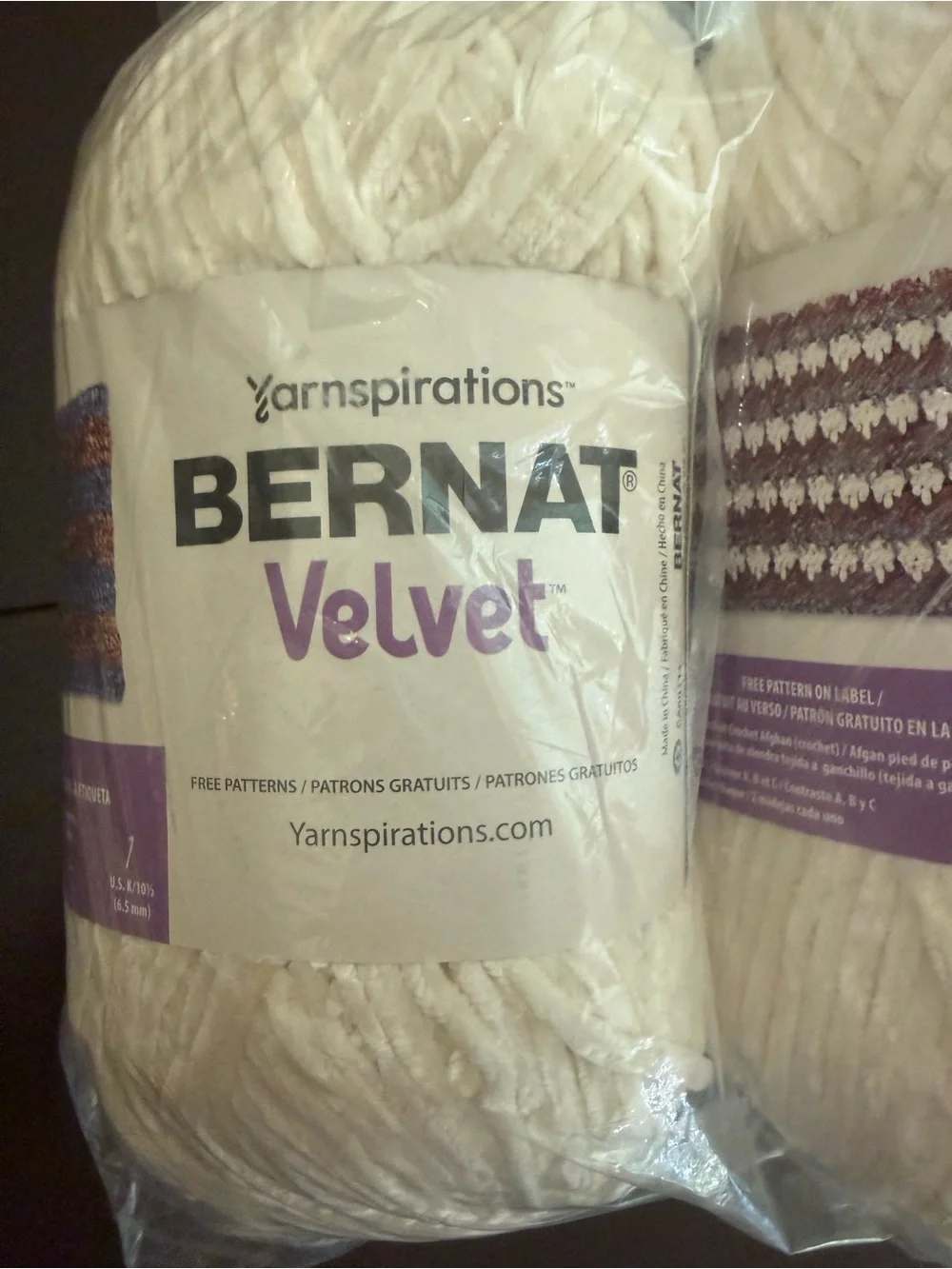 Yarnspirations Bernat Velvet Plush Cream Bedding Yarn - Soft Cream Color